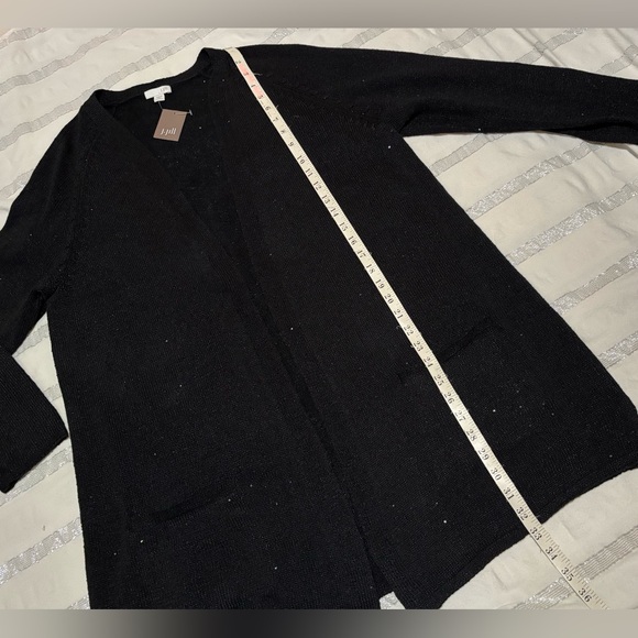 PLUS SIZE 1X open front SEQUIN sparkle cardigan J JILL black POCKETS NEW!!! - Picture 4 of 6
